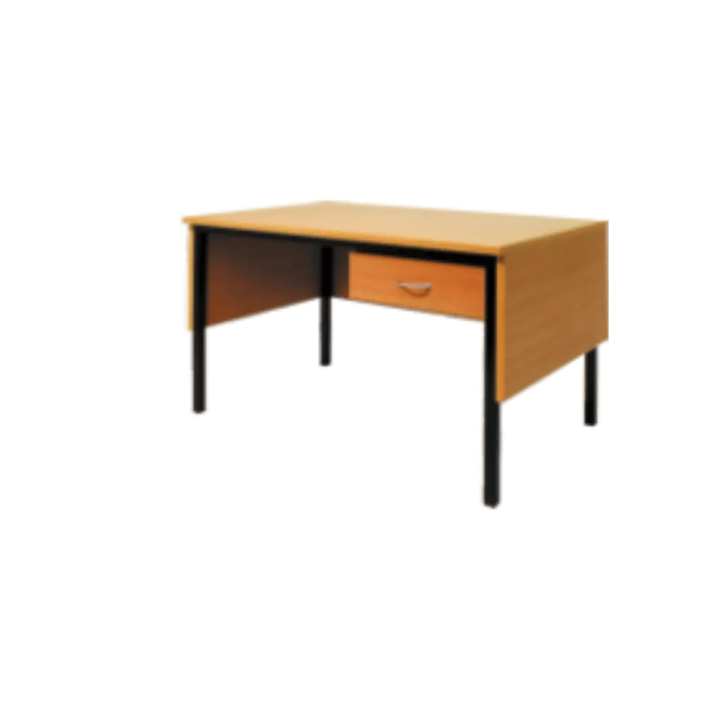 Image of a wooden desk with two drawers underneath it