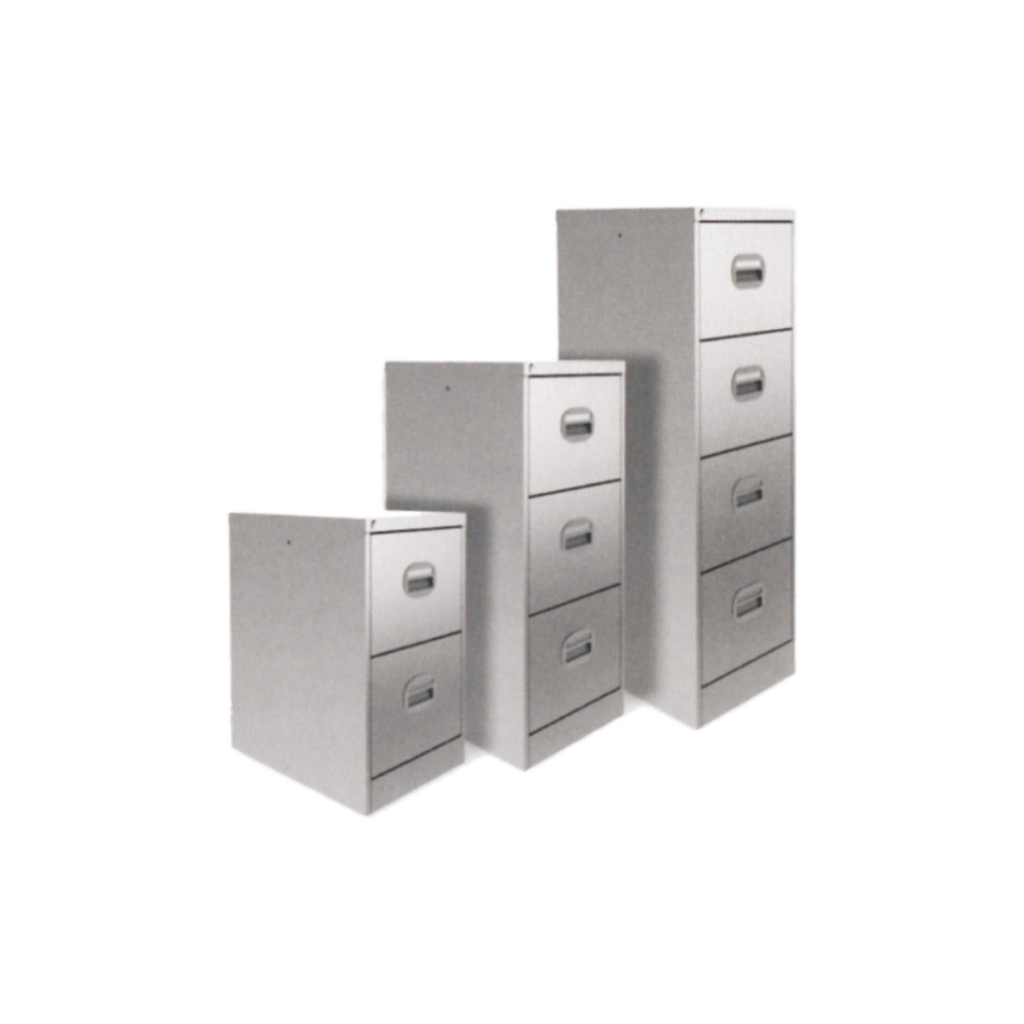 A row of filing cabinets with drawers