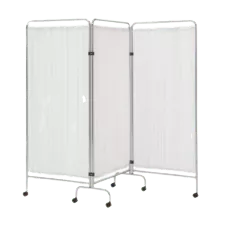 Image of a white room divider with wheels