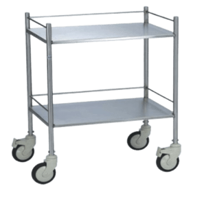 Image of a silver cart with wheels