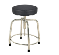 Stainless steel stool with black seat