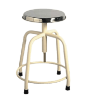 White stool with stainless steel top