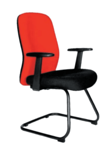Image of a red and black office chair with armrests