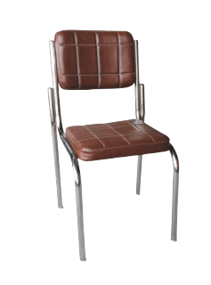 Chair with brown seat and chrome frame