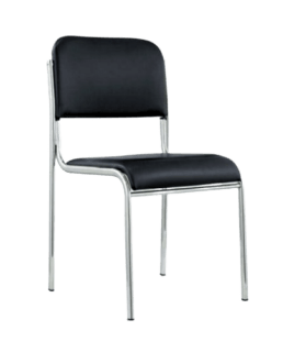 Black office chair with chrome legs and armrests