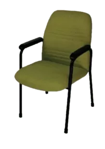 Green chair with black armrests