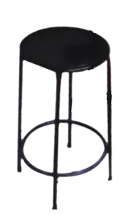 A minimalist black stool with a simple design.
