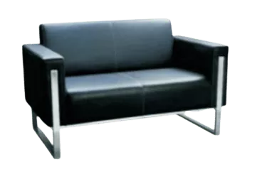 A 2-seater office sofa with stainless steel legs