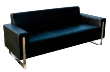 A 2-seater office sofa with stainless steel legs