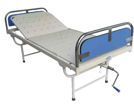 Image of a hospital bed with blue railings