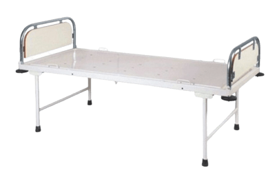 Image of a white hospital bed with a metal frame