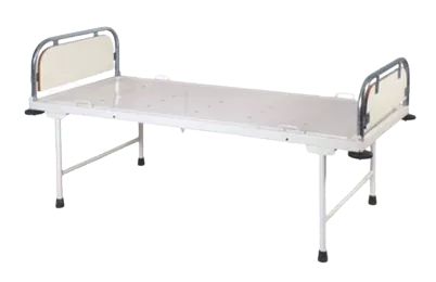 Image of a white hospital bed with a metal frame