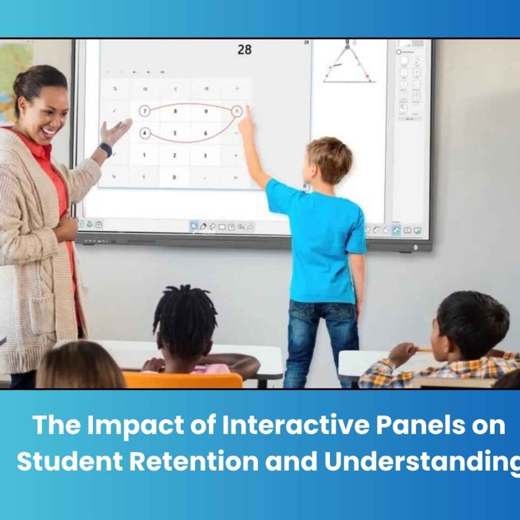 Student and Teacher work on interactive flat panel display in the classroom